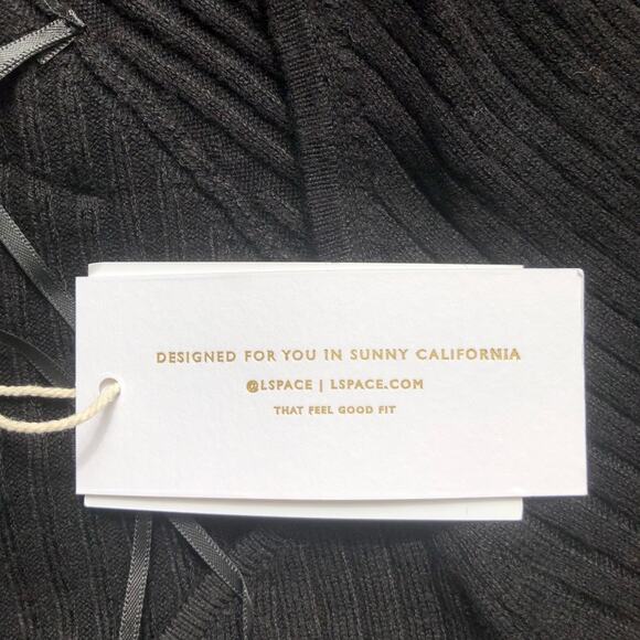 L Space Camryn Top Black Ribbed Sweater Long Sleeve Women's Size Extra Small NWT - Picture 13 of 16